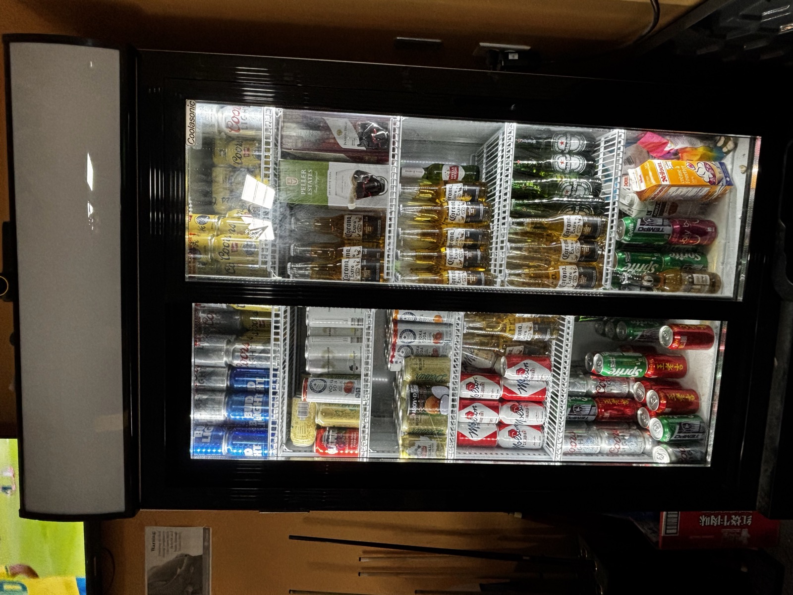 Beer and canned drinks cooler at 24Billiards.