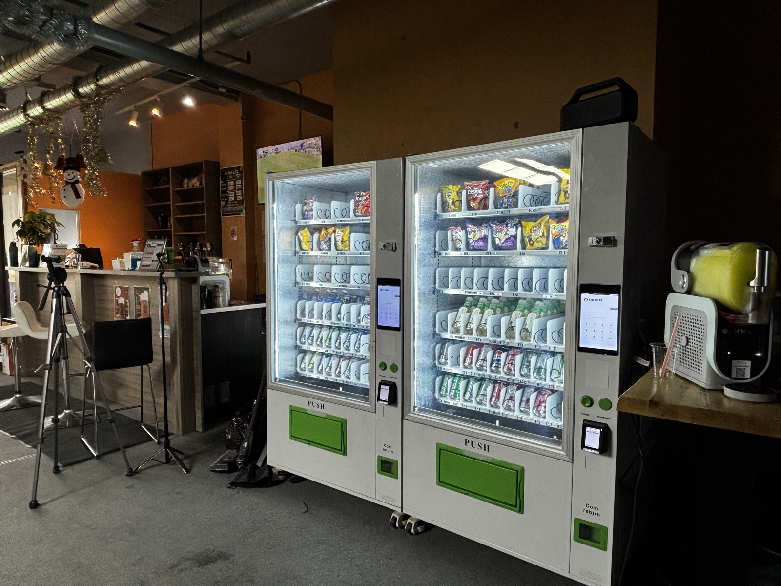 Self-serve snack vending machines at 24Billiards.
